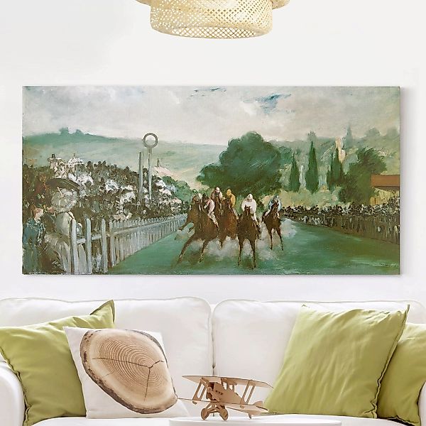 Leinwandbild Kunstdruck - Querformat Edouard Manet - Pferderennen günstig online kaufen