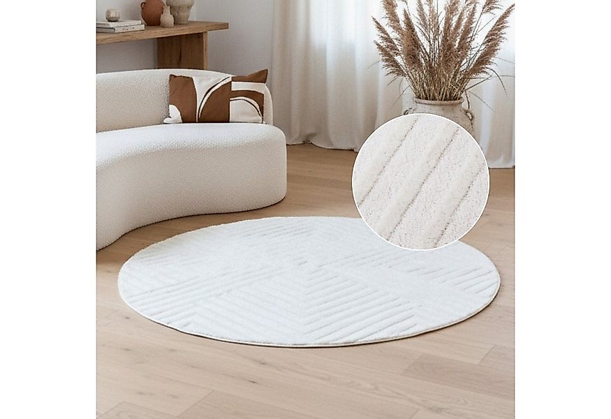 Tapiso Teppich HYGGE, rund, Höhe: 9 mm, Wohnzimmer, Schlafzimmer, pflegelei günstig online kaufen