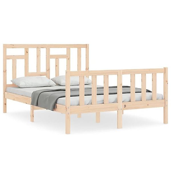 vidaXL Bettgestell, Massivholzbett mit Kopfteil 140x200 cm günstig online kaufen