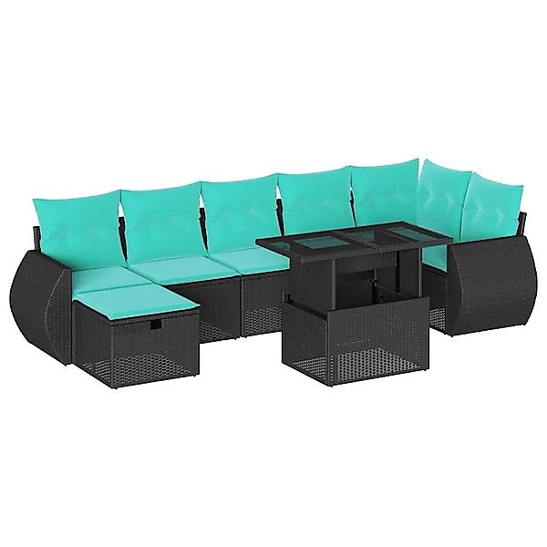 vidaXL 8-Tlg Gartensofa-Set mit Kissen Schwarz Polyrattan 3275147 günstig online kaufen