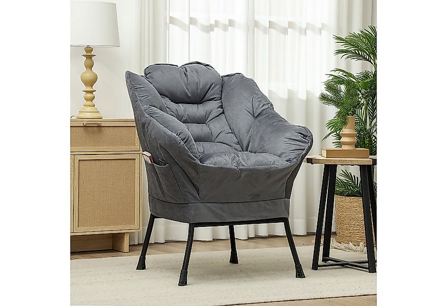 HOMCOM Relaxsessel Sessel Wohnzimmer Loungesessel mit Seitentasche, Stahlbe günstig online kaufen