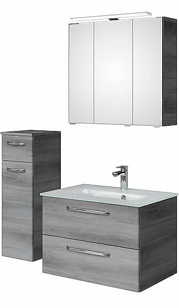 Saphir Badmöbel-Set »Badmöbel-Set Trentino 3-teilig Glas-Waschtisch mit LED günstig online kaufen