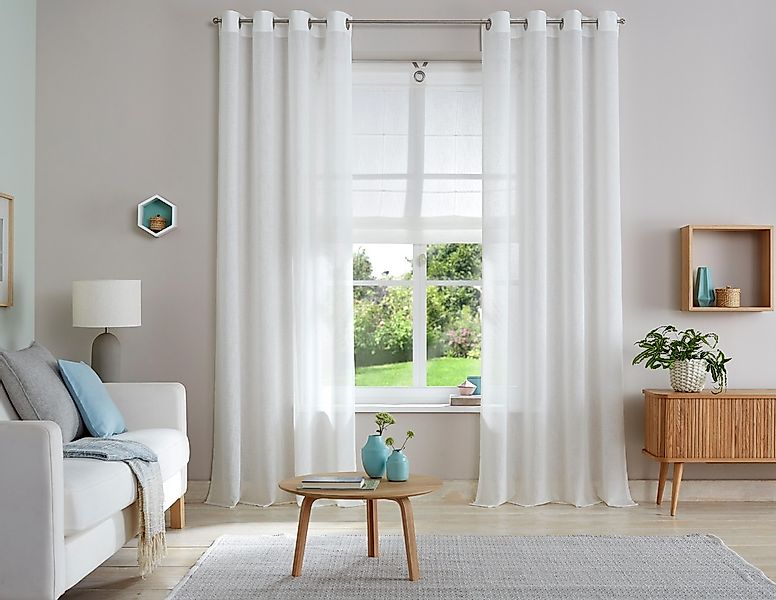 my home Gardine "Fiete" Ösen 1 Stk. tlg. Leinen Optik, monochrom, basic, pf günstig online kaufen