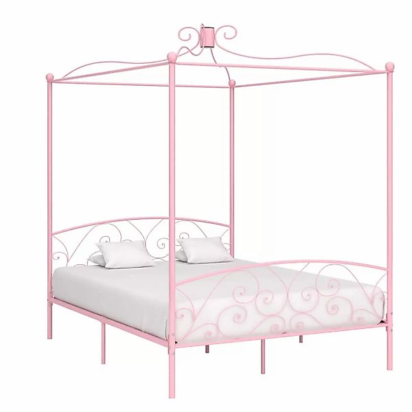 Himmelbett-gestell Rosa Metall 160 X 200 Cm günstig online kaufen