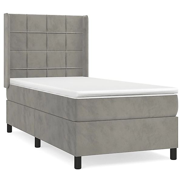 vidaXL Boxspringbett mit Matratze Hellgrau 100x200 cm Samt1400331 günstig online kaufen