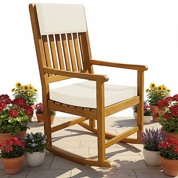 Schaukelstuhl Akazienholz 107x54x77cm günstig online kaufen