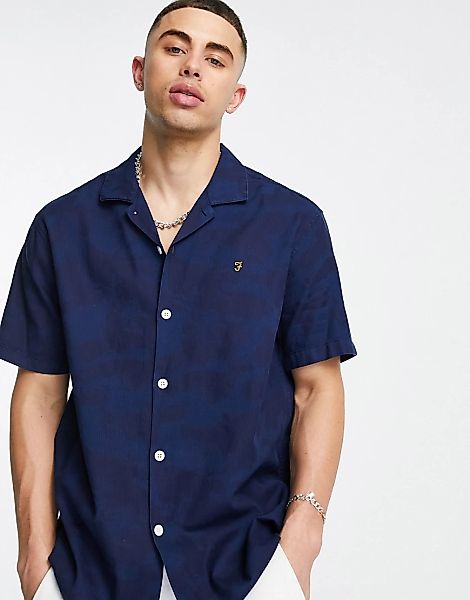 Farah – Adler – Kurzärmliges Oversized-Hemd-Marineblau günstig online kaufen