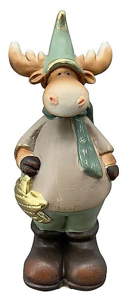 finehomegarden Weihnachtsfigur Rentier Skulptur LILIAN natur/grün H16cm + 2 günstig online kaufen