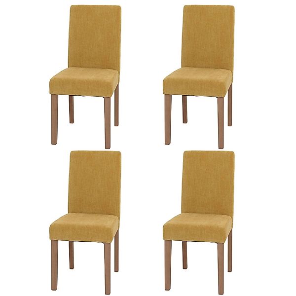 MCW Esszimmerstuhl Littau Chenille 4er-Set Gelb Naturfarbene Beine günstig online kaufen