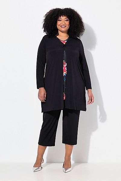 Ulla Popken Shirtjacke Jerseyjacke Punkte V-Ausschnitt Knopfverschluss günstig online kaufen