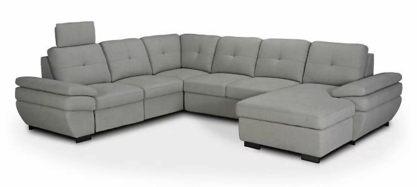 U Couch mit Schlaffunktion und Bettkasten Grau 326 cm breit ASTOR von Cotta günstig online kaufen