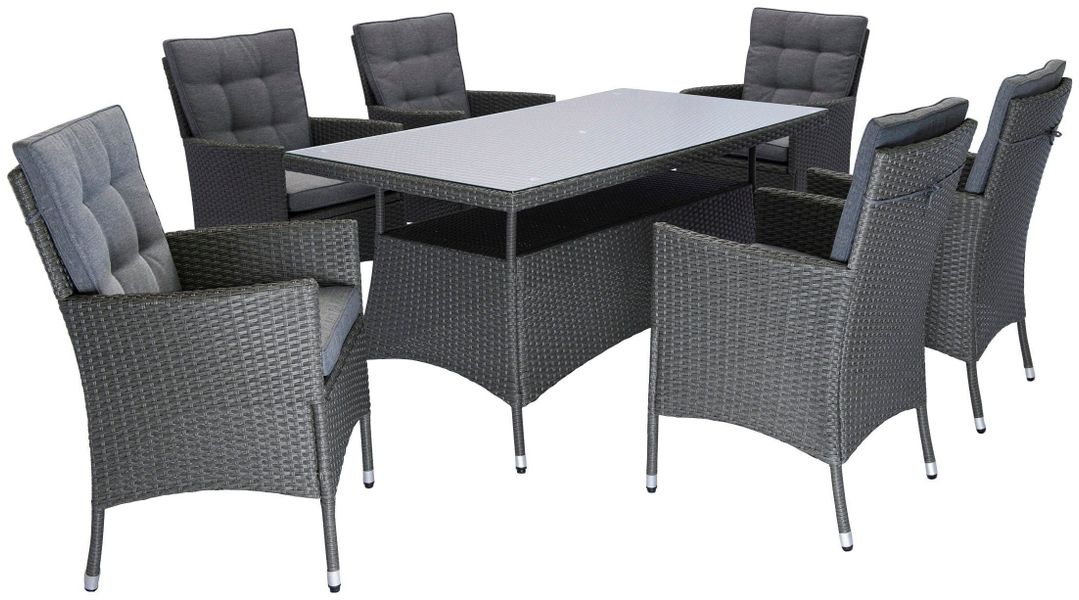 KONIFERA Garten-Essgruppe "Korfu" Set, 6x Sessel, 1xTisch: 150x80x73,5 cm, günstig online kaufen
