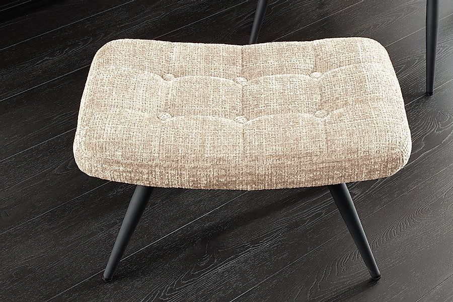 riess-ambiente Fußhocker SCANDINAVIA champagner / schwarz - Chenille, Metal günstig online kaufen