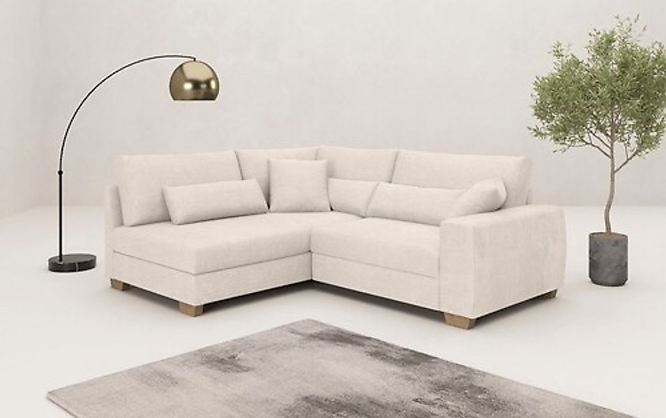 Mr. Couch Ecksofa »Hilla L-Form« Mit Federkern, wahlweise mit Bettfunktion günstig online kaufen