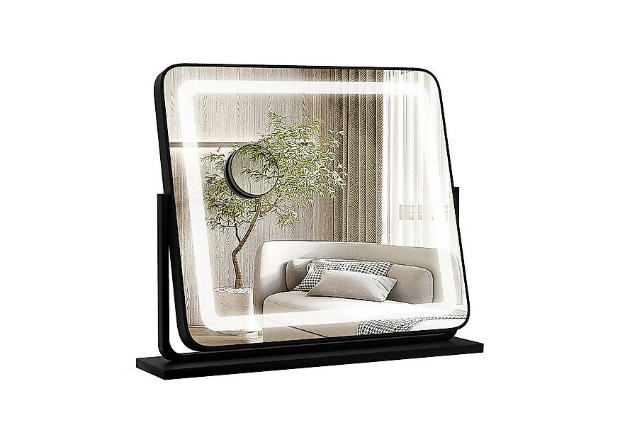 COSTWAY Schminkspiegel, mit 3 dimmbarer Lichtfarben, 5X Vergrößerung, 360° günstig online kaufen