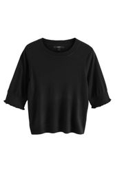 Next T-Shirt Kurzarm-T-Shirt mit Rüschenrand (1-tlg) günstig online kaufen