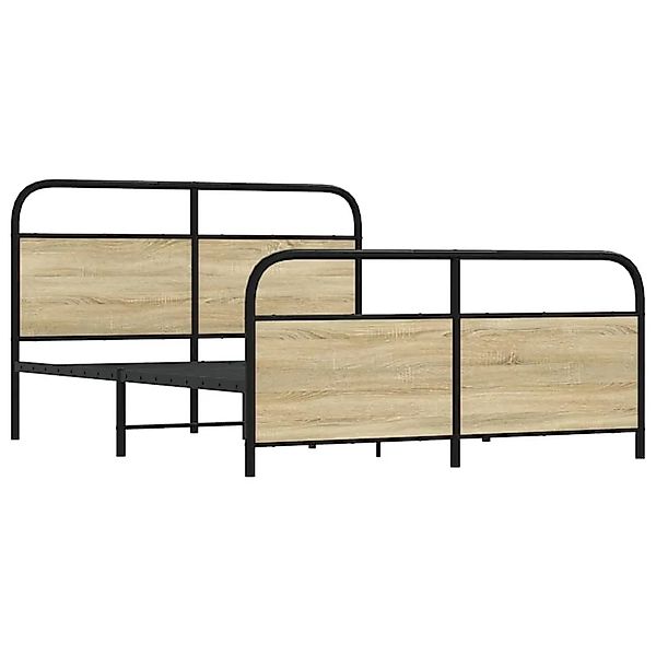 vidaXL Metallbett ohne Matratze Sonoma-Eiche 150x200 cm 3318650 günstig online kaufen