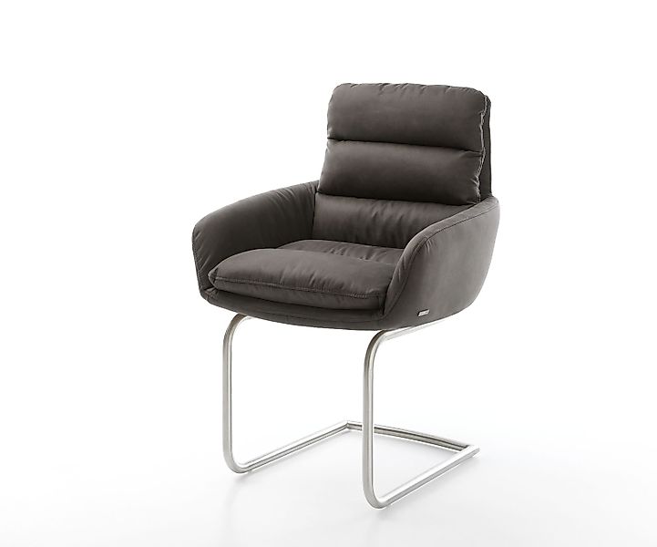 Freischwinger Abelia-Flex mit Armlehnen Mikrofaser Anthrazit Vintage Freisc günstig online kaufen