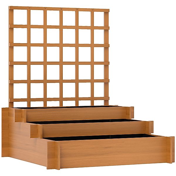 Outsunny Hochbeet mit Rankhilfe, 3-stufig Blumenkasten mit Vliesstoff, Gemü günstig online kaufen