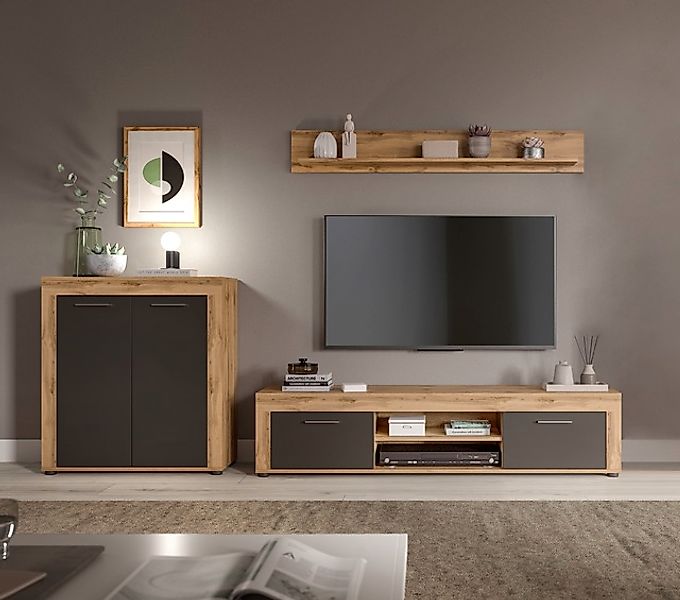 INOSIGN Wohnwand »Aosta, Breite 255cm, bestehend aus Highboard, Lowboard, W günstig online kaufen