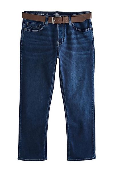 Next Straight-Jeans Straight Fit Motionflex- Jeans mit Gürtel (2-tlg) günstig online kaufen