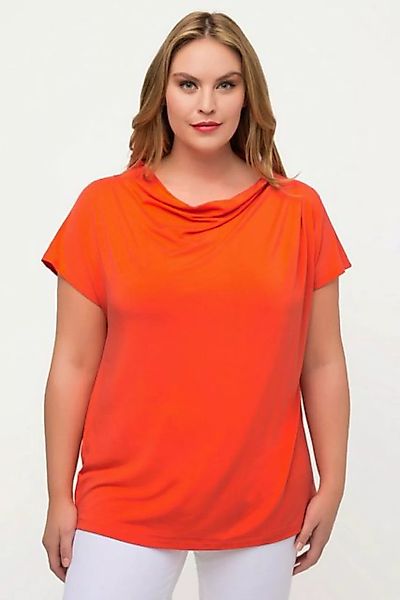 Ulla Popken T-Shirt T-Shirt Wasserfall-Ausschnitt Halbarm günstig online kaufen