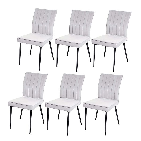 CHEFGASTRO Esszimmerstuhl 6er-Set 88x50x64cm Sitzhöhe 48cm Samt Metall Hell günstig online kaufen