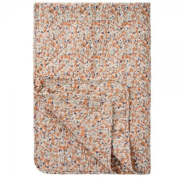 Wohndecke Ib Laursen Quilt Decke Tagesdecke mit Orangen und blauen Blumen ( günstig online kaufen