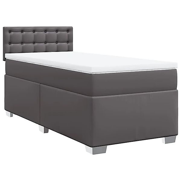 vidaXL Boxspringbett mit Matratze Grau 90x200 cm Kunstleder 3286106 günstig online kaufen