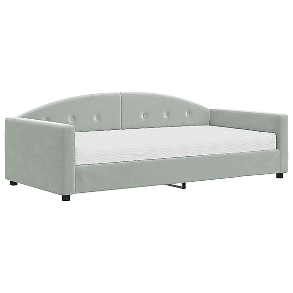 vidaXL Bett, Tagesbett mit Matratze Hellgrau 100x200 cm Samt günstig online kaufen