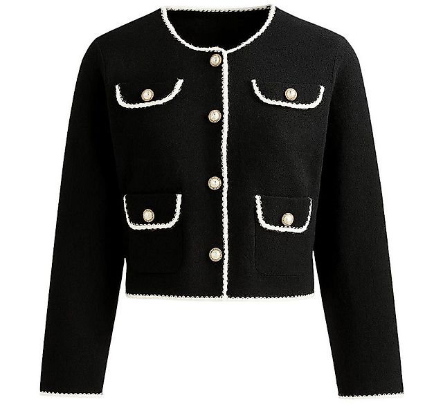 Mississhop Kurzjacke Damen Bouclé-Blazer mit Kontrastpaspeln M.420 günstig online kaufen