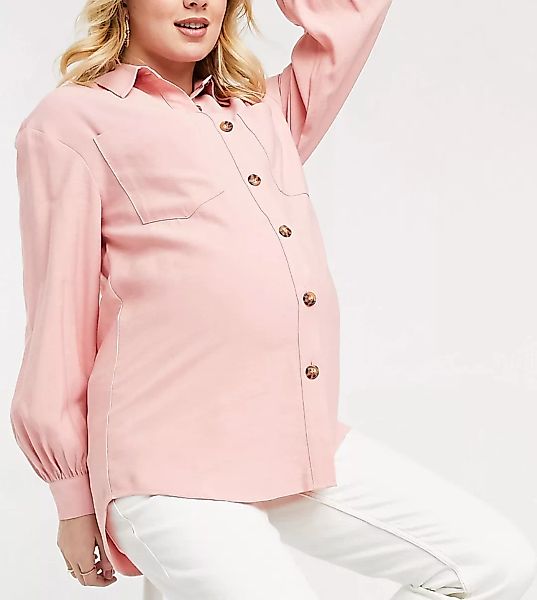 Pieces Maternity – Oversize-Bluse in Rosa günstig online kaufen