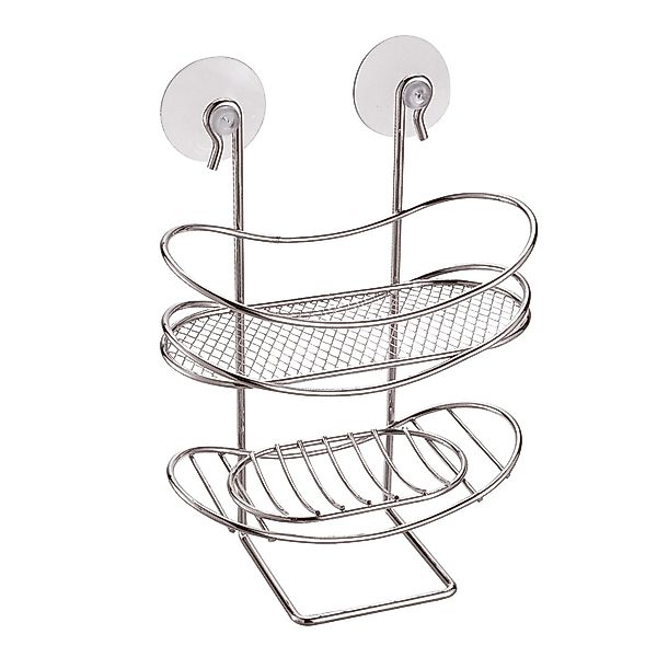 MSV Duschregal mit Seifenschale Ventouses Oval Chrom 18 x 7,5 x 22 cm Silbe günstig online kaufen