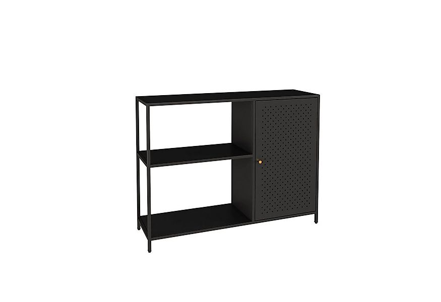 en.casa Sideboard, »Viitasaari« mit Schranktür Metall 100x30x75 cm Schwarz günstig online kaufen