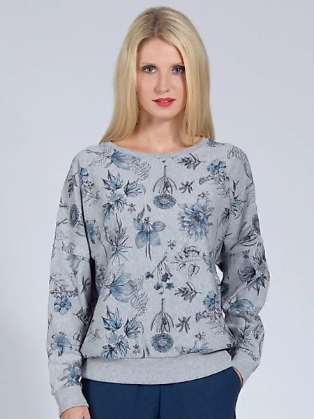 Yoga Sweater Sophia Floral Aus Weicher Biobaumwolle Und Lyocell, Grau günstig online kaufen