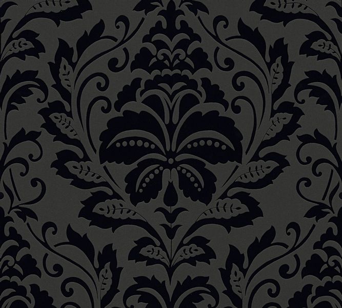 Bricoflor Neobarock Tapete Schwarz Grau Ornament Vliestapete mit Vinyl Must günstig online kaufen
