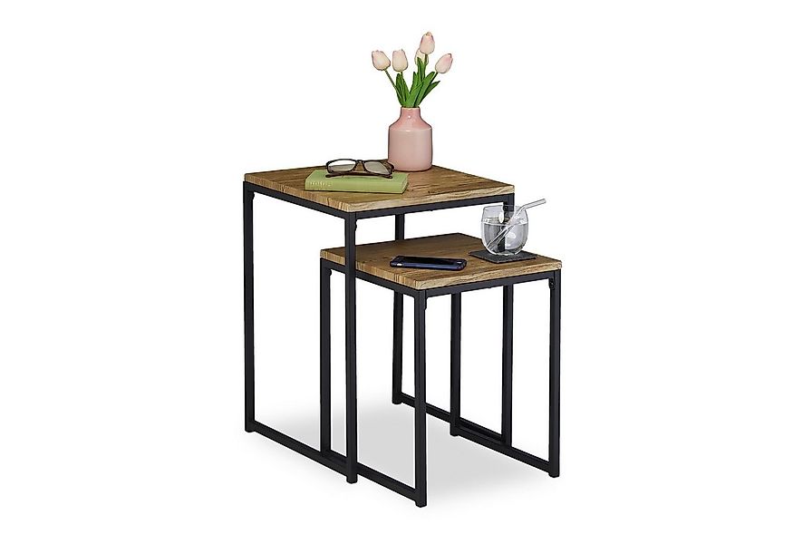 relaxdays Beistelltisch 2er Set Holzoptik günstig online kaufen