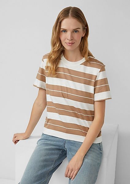 s.Oliver Kurzarmshirt T-Shirt Verkürztes Baumwoll-Streifen-T-Shirt mit günstig online kaufen