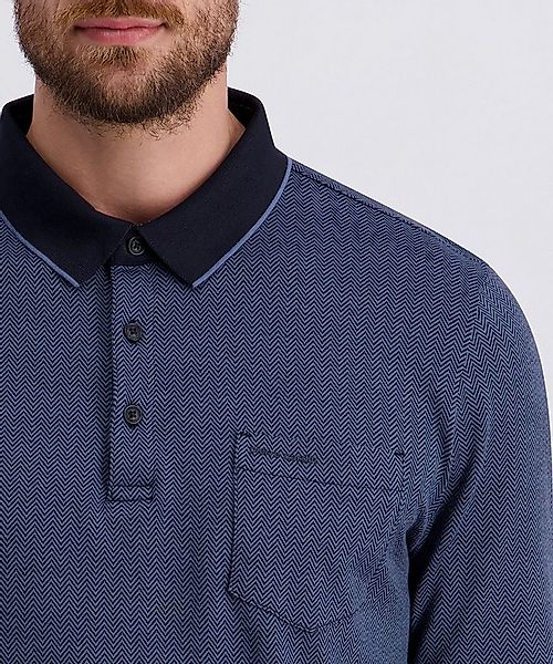 Pierre Cardin Langarm-Poloshirt mit Fischgratmuster günstig online kaufen