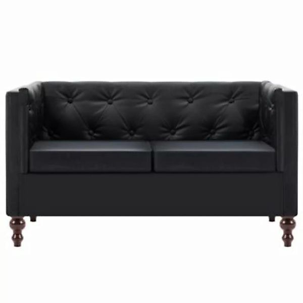 vidaXL Chesterfield-Sofa 2-Sitzer Kunstlederbezug Schwarz Sofa schwarz günstig online kaufen