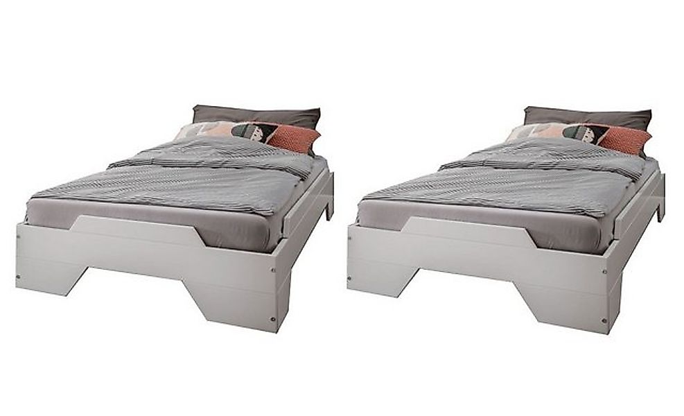 Main Möbel Stapelbett 2er-Set Stapelbett 90x200cm 'Pisa' Buche massiv weiß günstig online kaufen