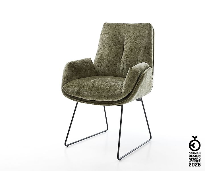 Esszimmerstuhl Clea-Flex Chenille Olive Kufengestell Schwarz günstig online kaufen