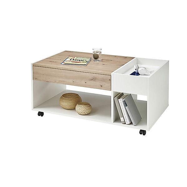Couchtisch Eiche Artisan Nachbildung weiß B/H/T: ca. 110x44x60 cm günstig online kaufen