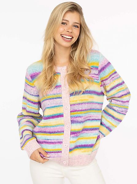 Zwillingsherz Strickjacke ""Kleine Streifen"", mit Knöpfen und Wollanteil günstig online kaufen