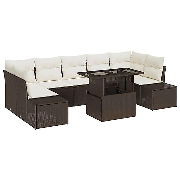 vidaXL Sofa Set mit Kissen 8-Tlg Braun und Creme Poly-Rattan 3349134 günstig online kaufen
