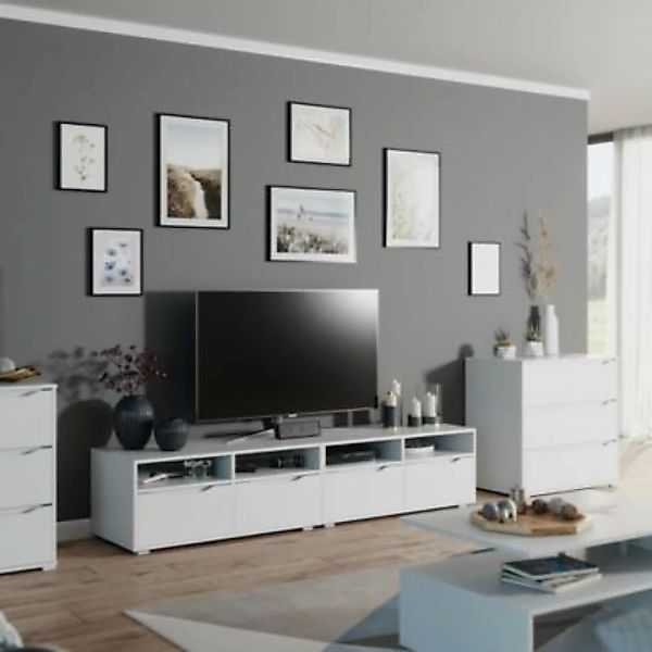 Vicco Lowboard Ruben weiß 200cm TV-Board Fernsehschrank TV-Schrank Regal Ti günstig online kaufen