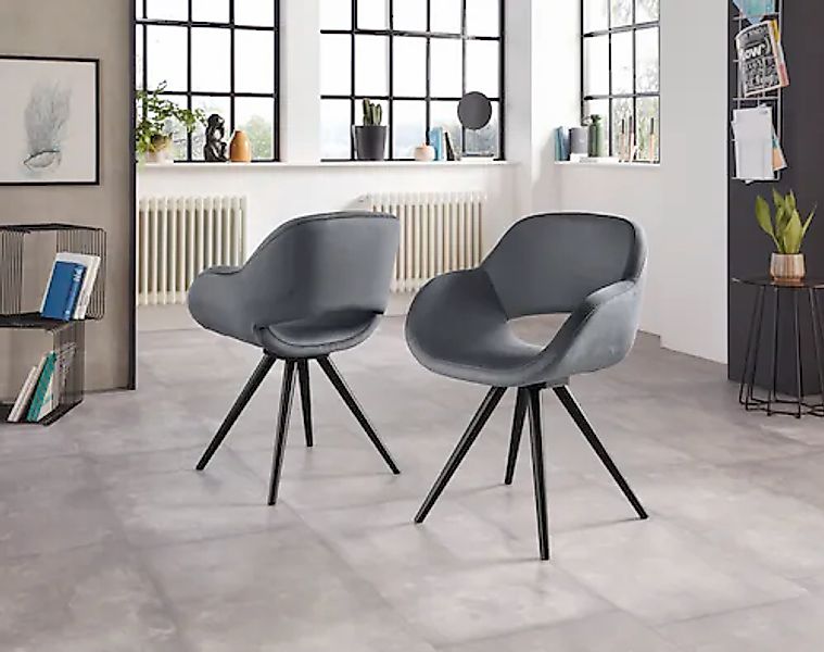 INOSIGN Armlehnstuhl »Aurora« (Set) 2 Stk. Microfaser Gestell aus Massivhol günstig online kaufen