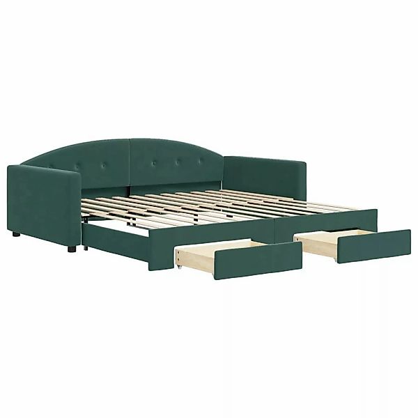 vidaXL Tagesbett Ausziehbar mit Schubladen Dunkelgrün 100x200 cm Samt189869 günstig online kaufen