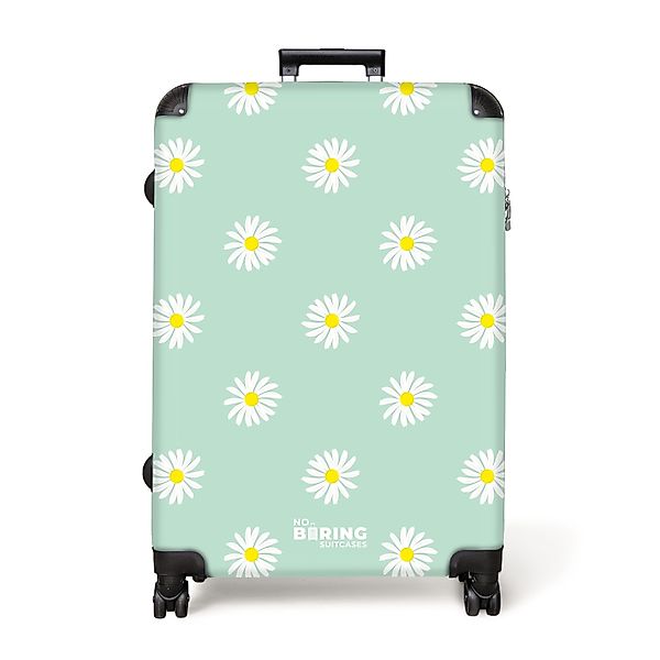 NoBoringSuitcases.com© Hartschalen-Trolley Pastellgrün mit Gänseblümchen 77 günstig online kaufen