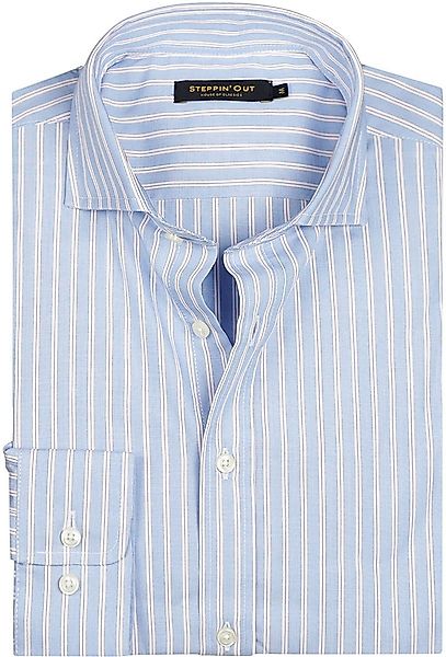 Steppin' Out Hemd Streifen Hellblau Rot - Größe M günstig online kaufen